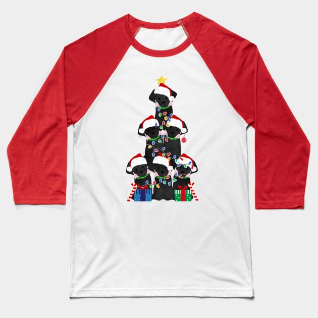 Black Lab Puppy Christmas Tree Baseball T-Shirt by EMR_Designs